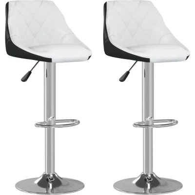 Image of vidaXL Bar Stools 2 pcs White and Black Faux Leather