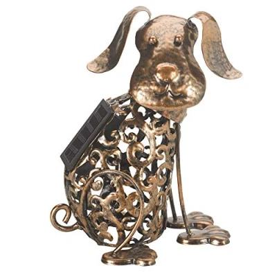 Image of Smart Metal Scroll Dog Solar Garden Light