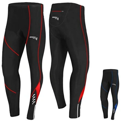 Image of Brisk Bike Men Padded Cycling Trousers with Cool Gel Padding Inside Breathable and Lightweight Tights Pants (UK, Alpha, S, Regular, Black/Red)