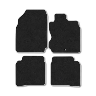 Image of Car Mats Compatible with Nissan Note (2006 2013) Tailored Fit Grey Trimmed Carpet Floor Mat Set Accessory Black Custom Fitted 4 Pieces Clips Anti Slip Backing &amp; Trim Edging
