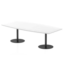 Image of High Gloss Italia 2400mm Poseur Table White Top 725mm Black Leg