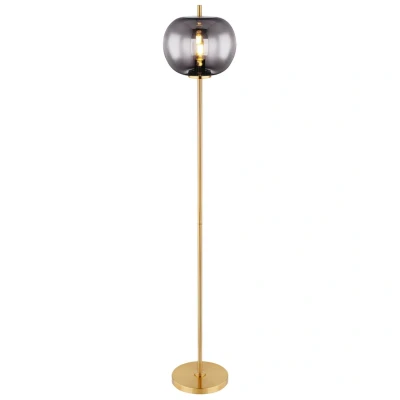 Image of Blacky I Glass Floor Lamp Brass Coloured Shade 1x E27