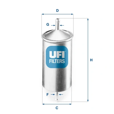 Image of 42540011A Fuel Filter UFI 31.501.00 Insert 8mm FIAT: Uno Hatchback, Cinquecento