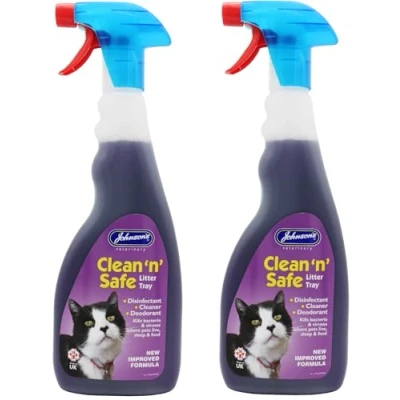 Image of WUNDAPETS JOHNSON&#039;S VETERINARY CLEAN &#039;N&#039; SAFE CAT LITTER TRAY DISINFECTANT CLEANING SPRAY 500ML, 2 PACK