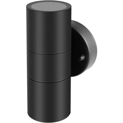 Image of Kerry Outdoor Wall Lights, Up Down Mains Powered Lighting, Black Stainless Steel IP44 Waterproof, Exterior Sconce for Indoor, Front Door, Patio, Hallway, Porch, Garden, Garage, Post