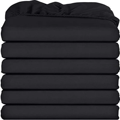 Image of Utopia Bedding Twin Fitted Sheets Bulk Pack of 6 Bottom Soft Brushed Microfiber Deep Pockets Shrinkage &amp; Fade Resistant Easy Care (Black)