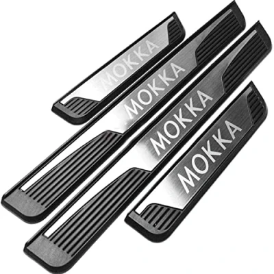 Image of 4Pcs Car Door Sill Protector Strips for Opel Vauxhall Mokka, Stainless Steel Kick Plates Scuff Guard Threshold Styling Decoration Accessories