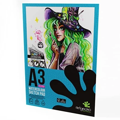Image of Artgecko Pro Watercolour Sketch Pad A3 20 Sheets 300gsm White Cartridge Paper