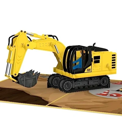 Image of papercrush® Pop Up Card Digger Funny 3D Birthday with Construction Site and Worker for Children, Congratulations Party Bags Children&#039;s Parties Girls