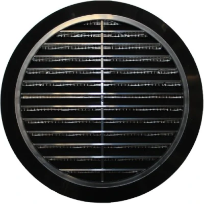 Image of MKK T36 Round Ventilation Grille, Diameters of 100, 110, 120, 125, 150 mm, Black Plastic, Insect Screen, Incoming / Outgoing Air