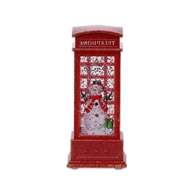 Image of christmas Red Phone Booth Lantern Led Light Santa Snowflake Ornament for Festival Desktop Central Decoration lanterns decorative
