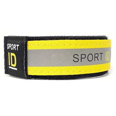 Image of Sports ID Wristband, Reflective Identity Bracelet for Runner or Cyclist, Store ID, Emergency Contact Information, Medical Cont (Bright Yellow)