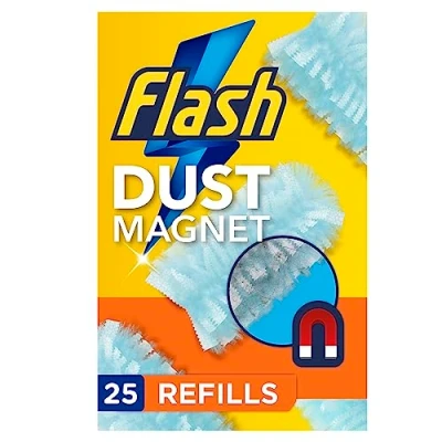 Image of Flash Duster Dust Magnet Refills, Fluffy Dusters 25 (5x5), Trap &amp; Lock Away Dust, Dirt, Hair Allergens In No Time,