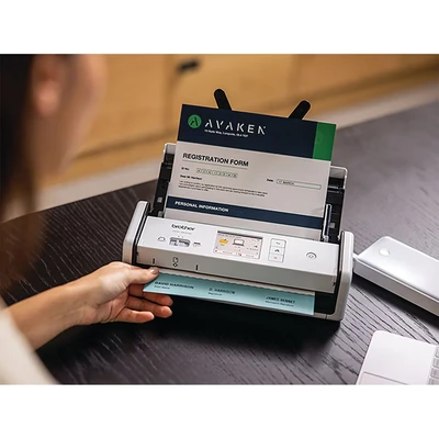 Image of Brother ADS1800W Portable Document Scanner 20 sheet ADF ID card slot TouchscreenSupporting app OCR and PDF software included UK Plug