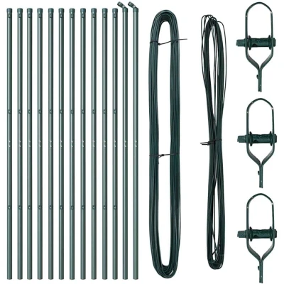 Image of vidaXL Fence Posts 13 pcs Green Ø32 mm 200 cm Galvanised Steel