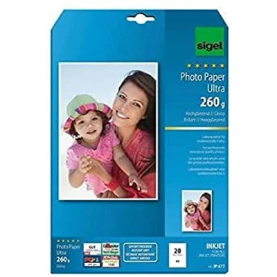 Image of SIGEL IP677 InkJet Ultra Photo Paper, glossy, 260 gsm, A4, 20 sheets