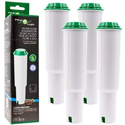 Image of 4X FilterLogic CFL 801B Water Filter Cartridge Replaces Jura White no 60209/68739 / 62911 Filters for Fully Automatic Coffee Machines Espresso Machine