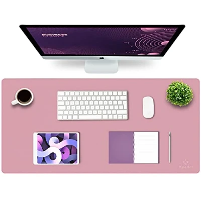 Image of K KNODEL Leather Desk Mat, Office Pad, Large Mouse Keyboard Computer and Laptop Mat for Desk, Protecor Desktop Writing, Blotter Cover (90x43cm, Purple)