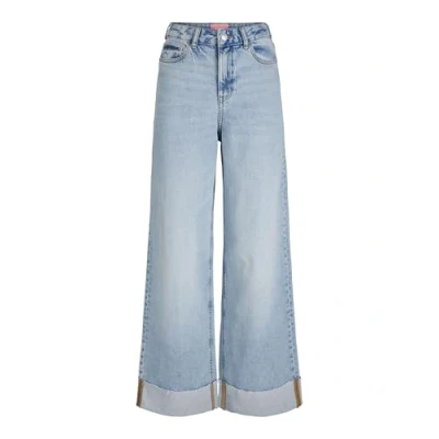 Image of JJXX Jxtokyo WIDE FOLD UP Straight leg jeans, Women&#039;s, Size: 24x32, Light blue denim