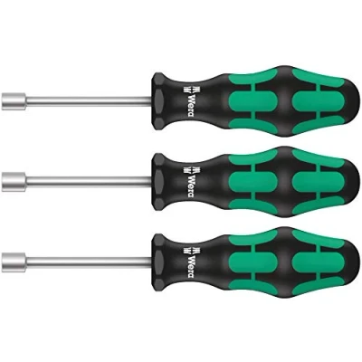 Image of Wera 395 HO/3 Sanitary Hollow Shaft Nutspinner Set, 3pc, 05134275001, Black / Green