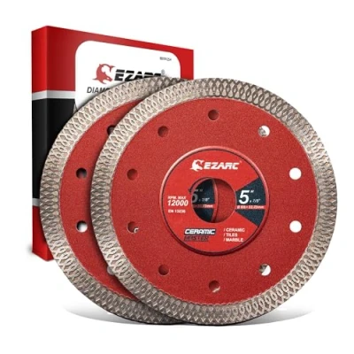 Image of EZARC 125mm Diamond Cutting Discs, Super Thin Fast Saw Accessory for Angle Grinder, Wheel Porcelain, Granite, Marble, Tiles and Ceramics (2 Pack)