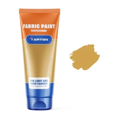 Image of 7 Artists Acrylic Gold Fabric Paint 60 ml Permanent for Clothes Non Toxic Silk Children &amp; Textile Paints Easy Washed Hands