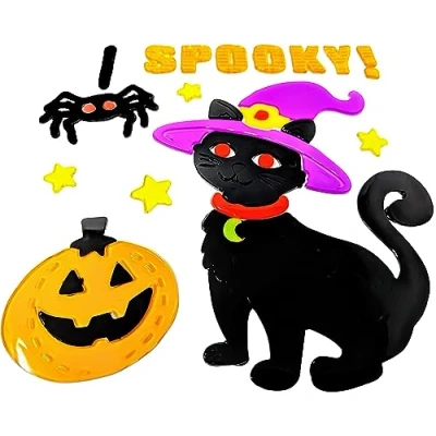 Image of Halloween Window Stickers Gel Cling (Cat)