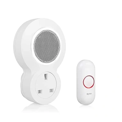 Image of Byron DBY 23513UK Wireless Plug in Doorbell Set, 175m Range, 8 Melodies, Visual Alert System, White