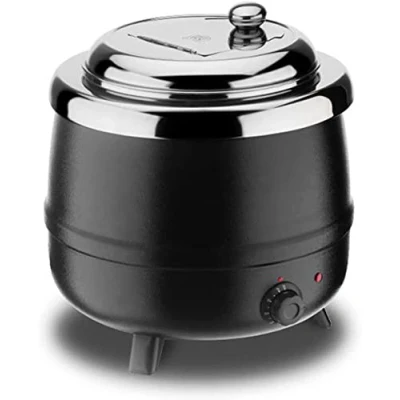 Image of ANSNAL 15L Black Commercial Soup Kettle Warmer, 400W Catering Electric Insulation Food Warmer with Removable Inner Pot, for Mulled Wine, Chilli or Curry