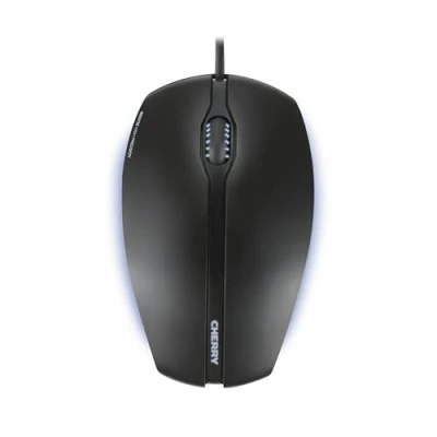 Image of CHERRY GENTIX ILLUMINATED, Wired Mouse, Blue Illuminated Side Panels &amp; Scroll Wheel, 3 Buttons, Optical Sensor (1,000 dpi), Symmetrical Design, Black