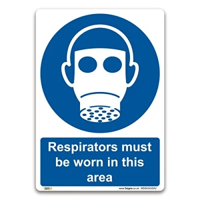 Image of Respirators must be worn in this area Sign A5 Self adhesive Vinyl Mandatory Safety PPE