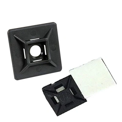 Image of Electrical4all 20mm SELF Adhesive Cable TIE Wire Base MOUNTS Stick Black Yellow (100)