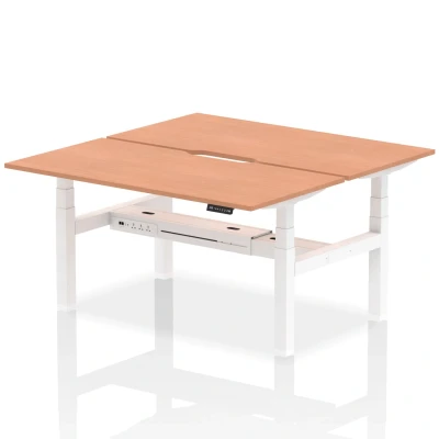 Image of Air B2B 1600x800 Adjustable 2P Bench Desk Scalloped Beech/White