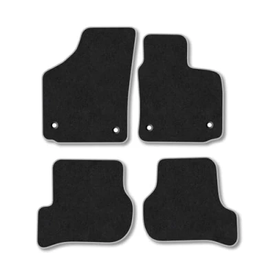 Image of Car Mats Compatible with Seat Leon (2009 2013) Tailored Fit Grey Carpet Floor Set Accessory Custom 4 Pieces Anti Slip Backing &amp; Binding Trim Edge