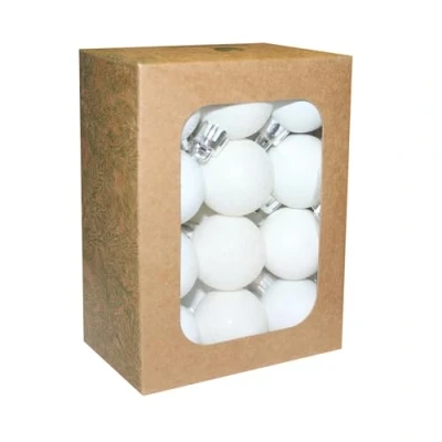 Image of 24 x White shatterproof Christmas tree Baubles Decorations Mixed finishes by Premier