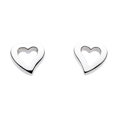Image of Dew Women&#039;s Sterling Silver Simple Open Heart Stud Earrings