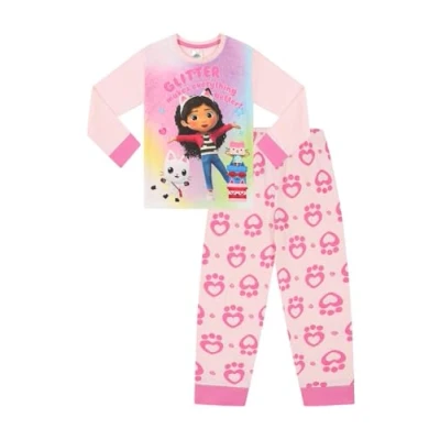 Image of Gabby&#039;s Dollhouse Girls Glitter Makes Everything Better Long Pink Pyjama Set (3 4 Years)