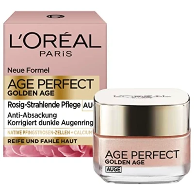Image of LOréal Paris Eye Care, Age Perfect Golden Age, Anti Aging Cream, Brightening and Sagging, For Mature Dull Skin, With Peony Extract Calcium B5, 15 ml