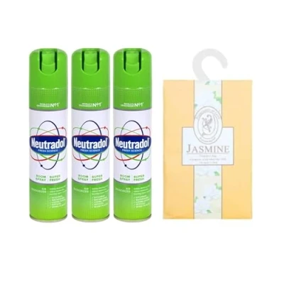 Image of Neutradol Air Freshener Spray Bundle:3 x Super Fresh 300ml Room Deodoriser &amp; Odour Neutraliser Bathroom