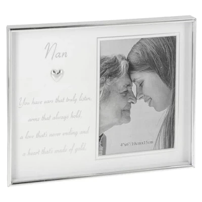 Image of Shudehill Giftware From The Heart 4x6 Photo Frame Mum, Nan, Family, Friend or Graduation Themed Designs with Meaningful Quote, Gift Idea (Nan)