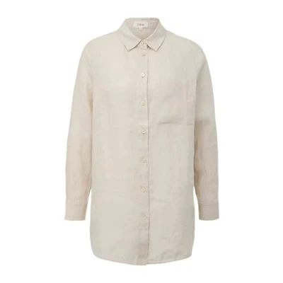Image of s.Oliver Women&#039;s 2146738 Linen Blouse Long Sleeve, Beige 8105, 14