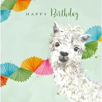 Image of Artistic Cute Alpaca Happy Birthday Greeting Card The Wildlife Range Cards