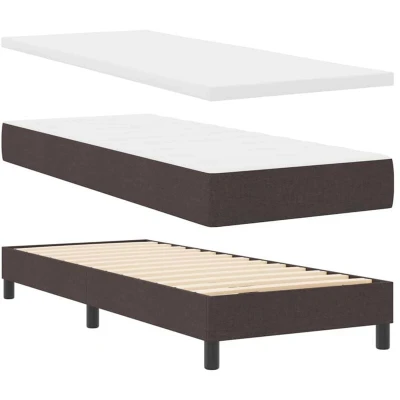 Image of Box Spring Bed with Mattress Dark Brown 80x200 cm Fabric Vidaxl