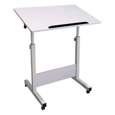 Image of PZEOB Rolling Laptop Desk Height Adjustable Overbed Bedside Table Mobile Tray Sit Stand with 4 Wheels Side