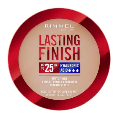 Image of Rimmel Lasting Finish 25HR Compact Foundation 005 Ivory, Matte Buildable Coverage, Powder to Cream, Anti Pollution Shields, SPF 20, Hyaluronic Acid, Waterproof, Hides Imperfections