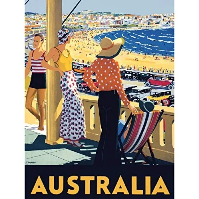 Image of Wee Blue Coo Australia Travel Bondi Beach Sea Sun Large Wall Art Poster Print Thick Paper 18X24 Inch