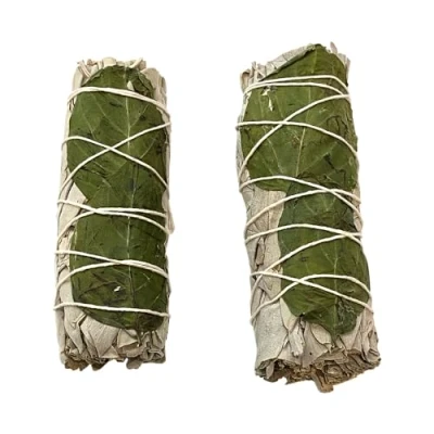 Image of Sage Smudge Stick 4&quot; (White and Basil 4&quot;), Pack of 2