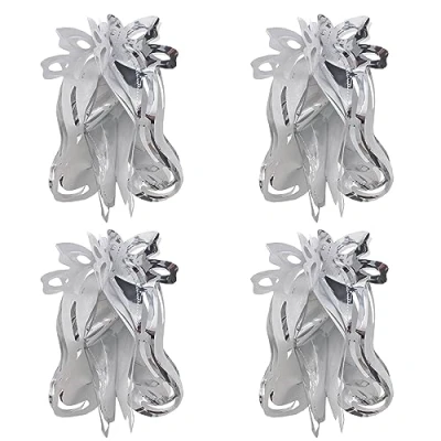 Image of Foil Ceiling Decorations Silver/White Christmas 2 Tone Set 4 30cm Bells