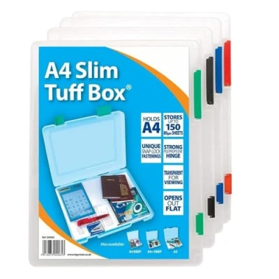 Image of A4 Slim Clear Tuff Storage Box Multi Purpose Organiser Utility Files by E&amp;A Distribution Limited (10)