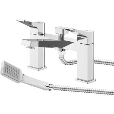 Image of Hudson Reed SOA304 Soar Modern Bathroom Deck Mounted Bath Shower Mixer Tap, 143mm x 231mm, Chrome